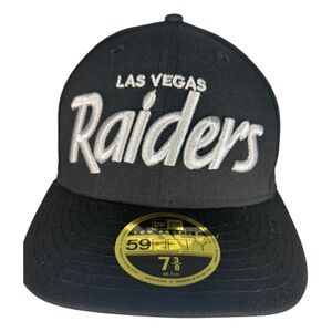 New Era Las Vegas Raiders Hat 59FIFTY Low Profile‎ Black Fitted 7 3/8